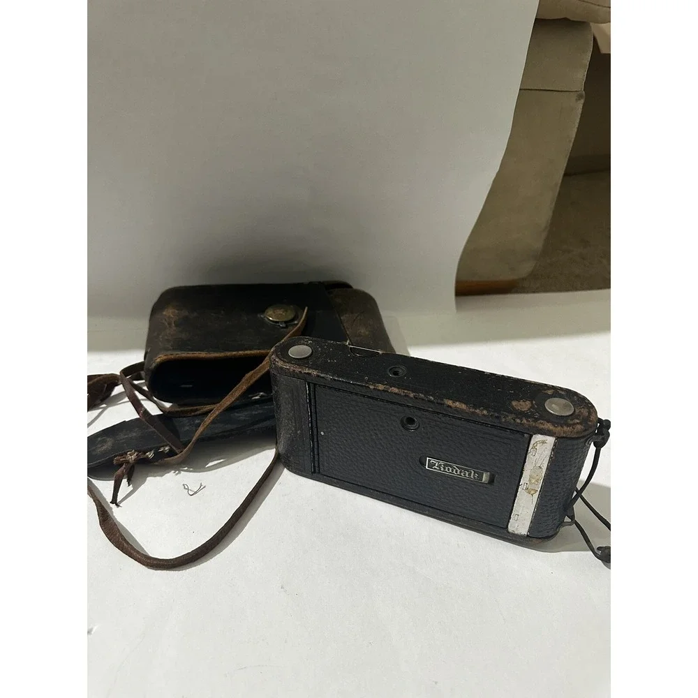 KODAK JR NO. 1 A AUTOGRAPHIC CAMERA - With Leather Bag (Rough) Untested Vintage